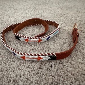 Southwestern Handmade Brown Beaded Leather Women’s Belt